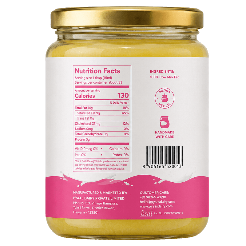 Pure Cow Ghee A2 Bilona · 500 ml back
