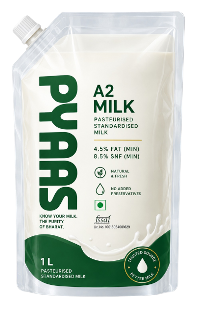 PYAAS Sahiwal Milk, 1 L pouch