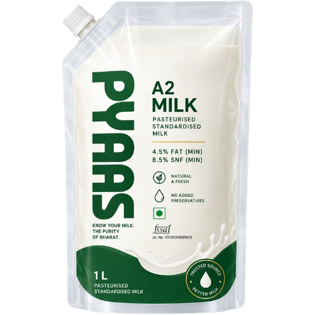 PYAAS Whole Farm Milk, 1 L pouch